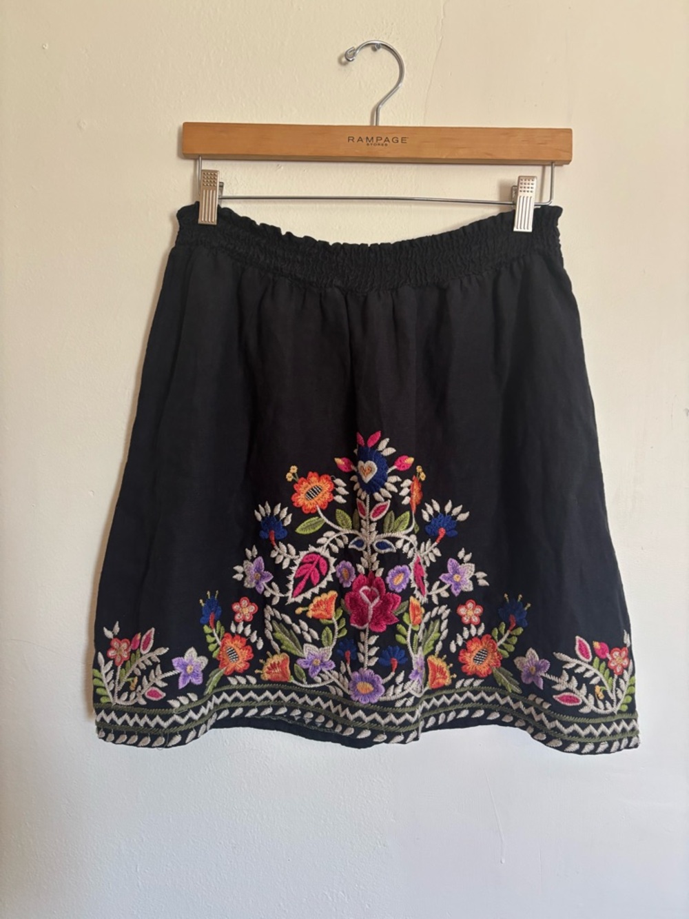Johnny Was Linen Boho Embroidered Skirt Size Large